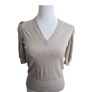 White‎ House Black Market Womens XS Beige Puff Sleeve Sweater cashmere blend